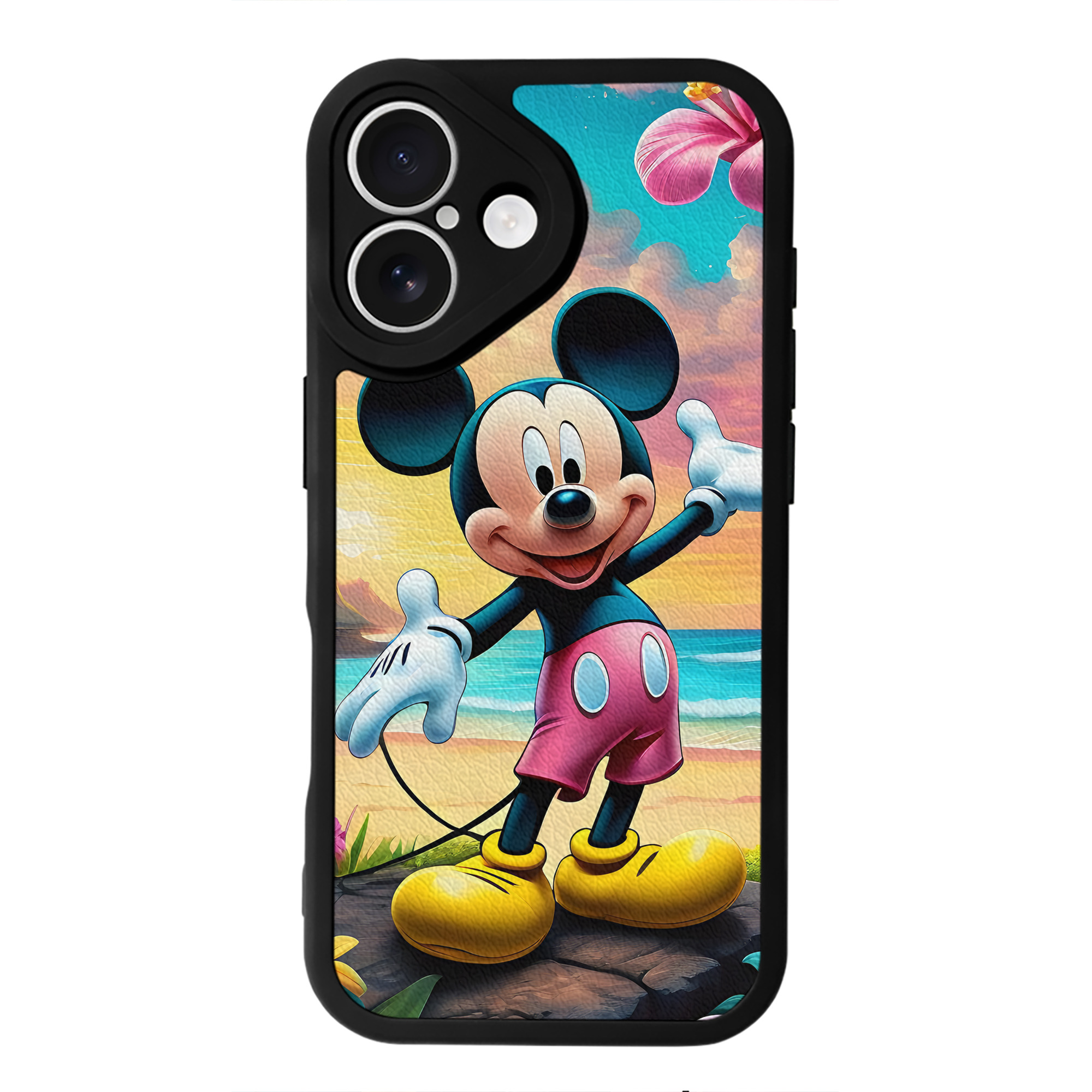 （画像用） ミッキーマウス Mickey Mouse 【iPhone 16シリーズ対応】シリコンスマホケース（レザー調） 材質：シリコン